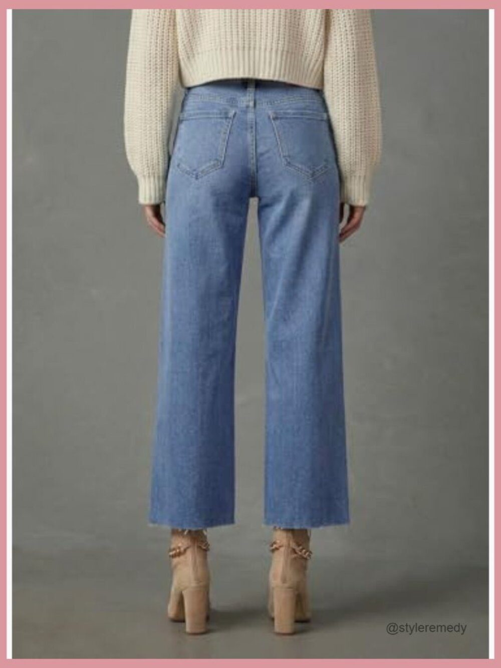 High Waist Wide Leg Jeans with Stretch Denim - Picture 4 of 5